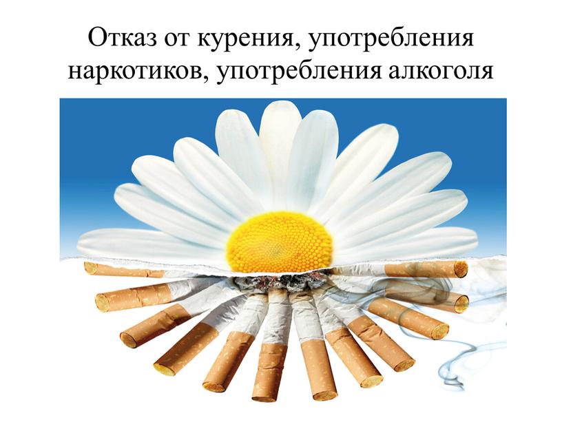 Отказ от курения, употребления наркотиков, употребления алкоголя