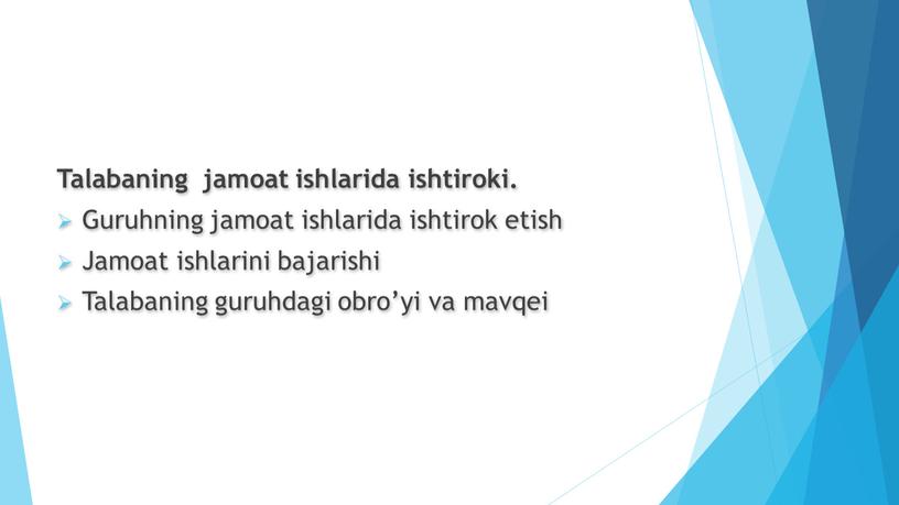 Talabaning jamoat ishlarida ishtiroki