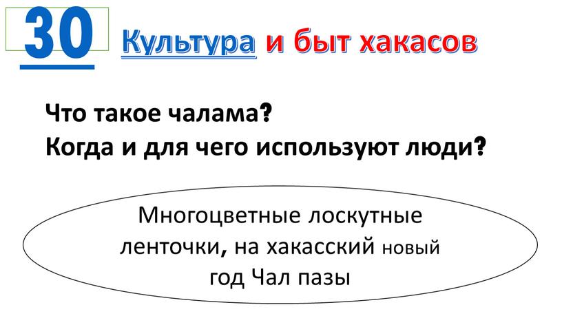 Культура и быт хакасов Что такое чалама?