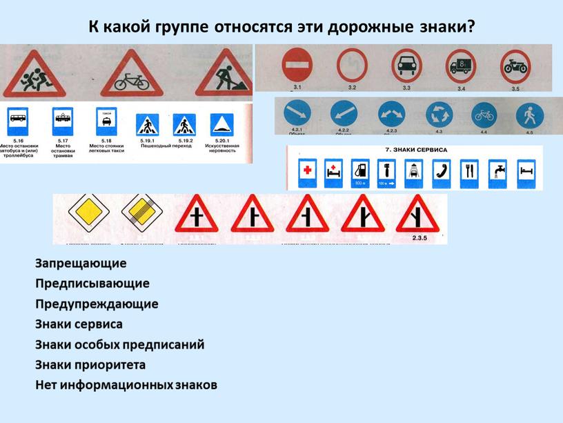 К какой группе относятся эти дорожные знаки?