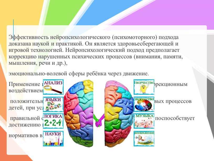 Эффективность нейропсихологического (психомоторного) подхода доказана наукой и практикой