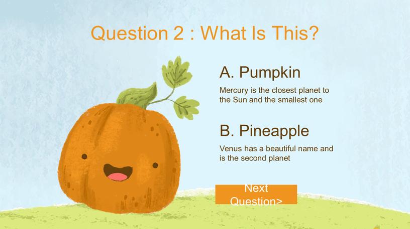 Question 2 : What Is This? A. Pumpkin