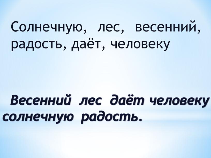 Весенний лес даёт человеку солнечную радость