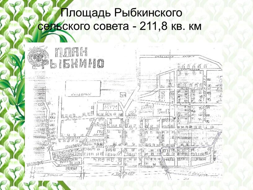 Площадь Рыбкинского сельского совета - 211,8 кв