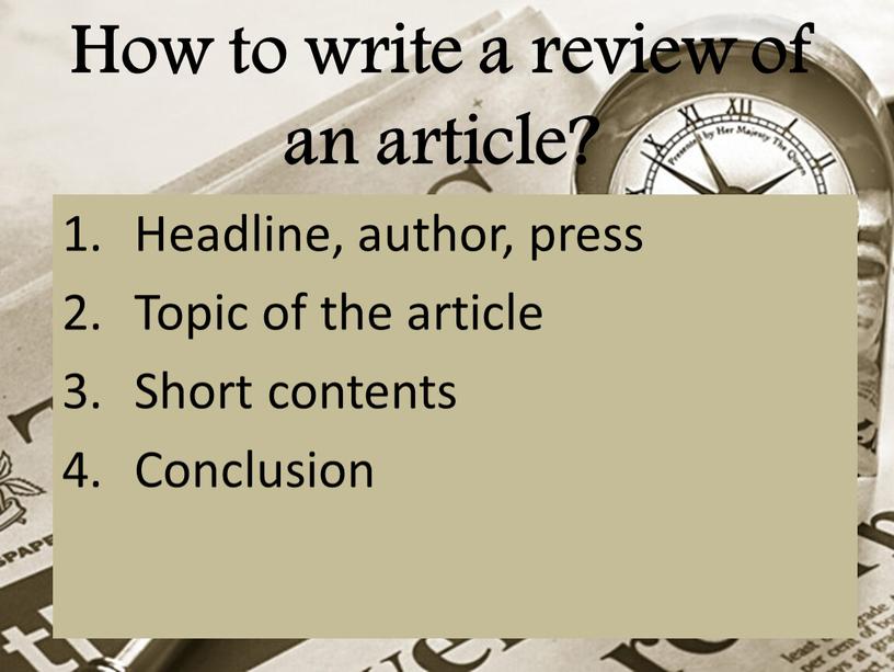 How to write a review of an article?