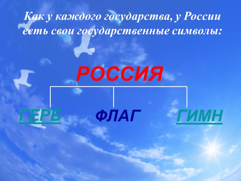 Как у каждого государства, у России есть свои государственные символы: