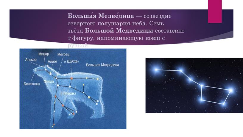 Больша́я Медве́дица — созвездие северного полушария неба