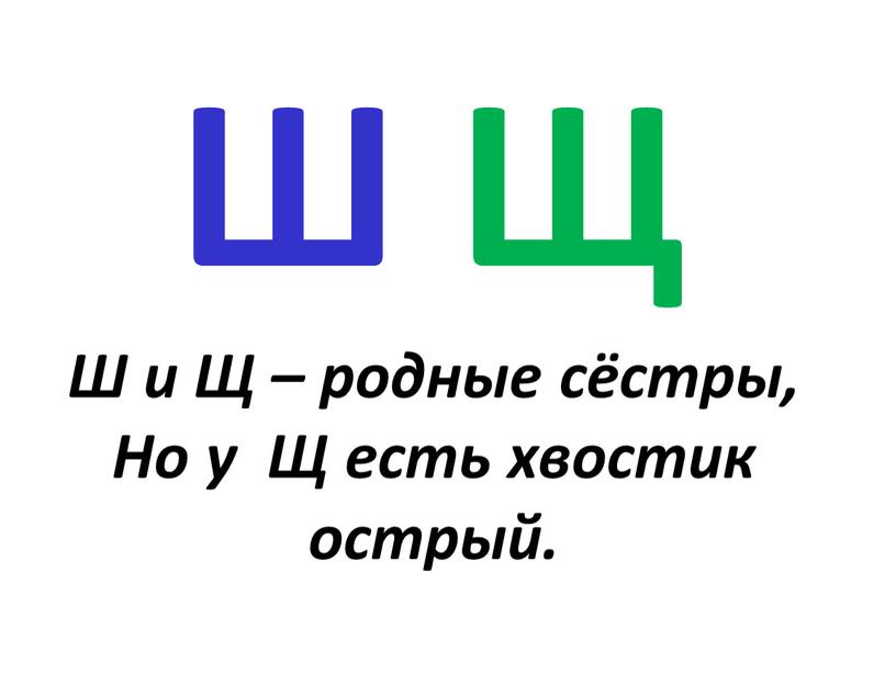 Ш Щ Ш и Щ – родные сёстры, Но у