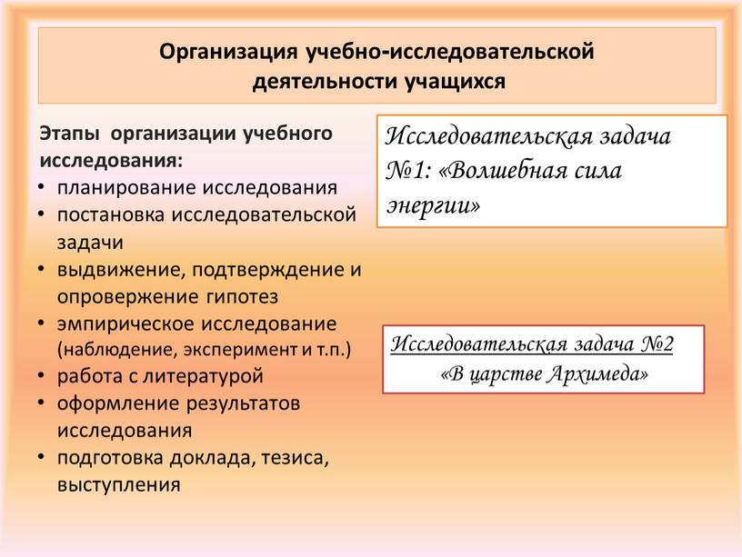 Организация учебно-исследовательской деятельности учащихся