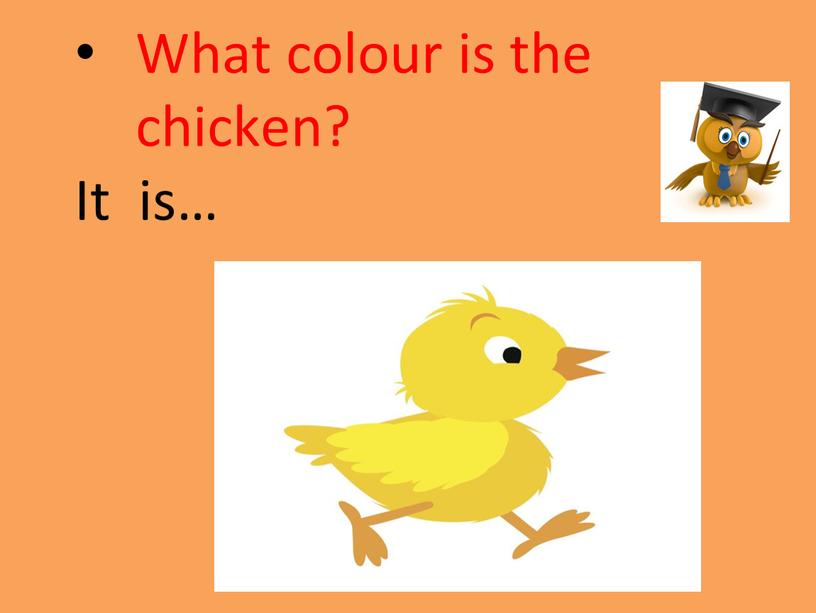 What colour is the chicken? It is…