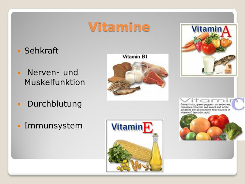 Vitamine Sehkraft Nerven- und