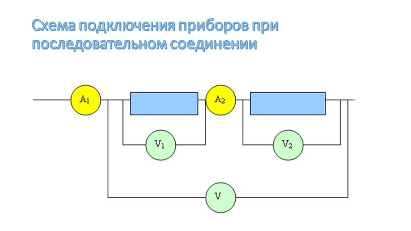 Схема подключения приборов при последовательном соединении