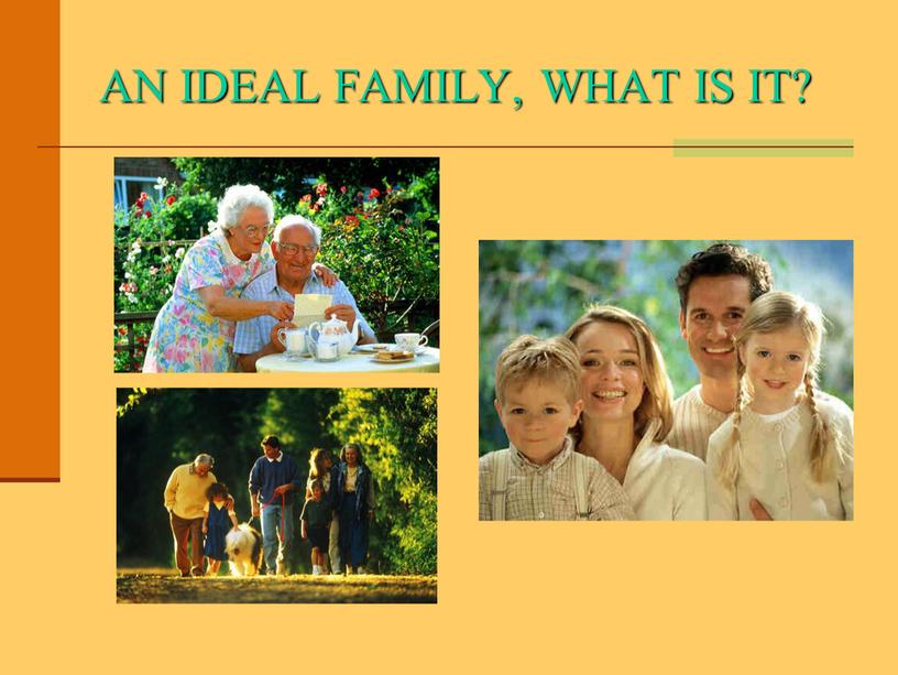 AN IDEAL FAMILY, WHAT IS IT?