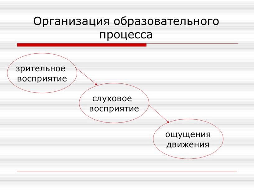 Организация образовательного процесса ощущения движения слуховое восприятие зрительное восприятие