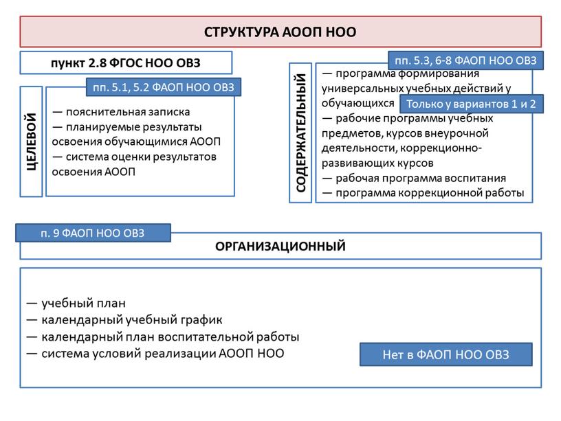 СТРУКТУРА АООП НОО пункт 2.8 ФГОС