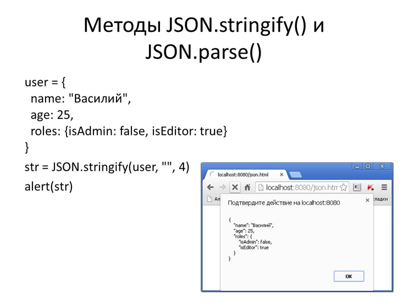 Методы JSON.stringify() и JSON