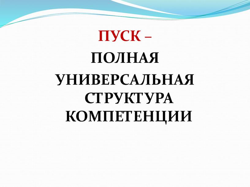 ПУСК – ПОЛНАЯ УНИВЕРСАЛЬНАЯ СТРУКТУРА