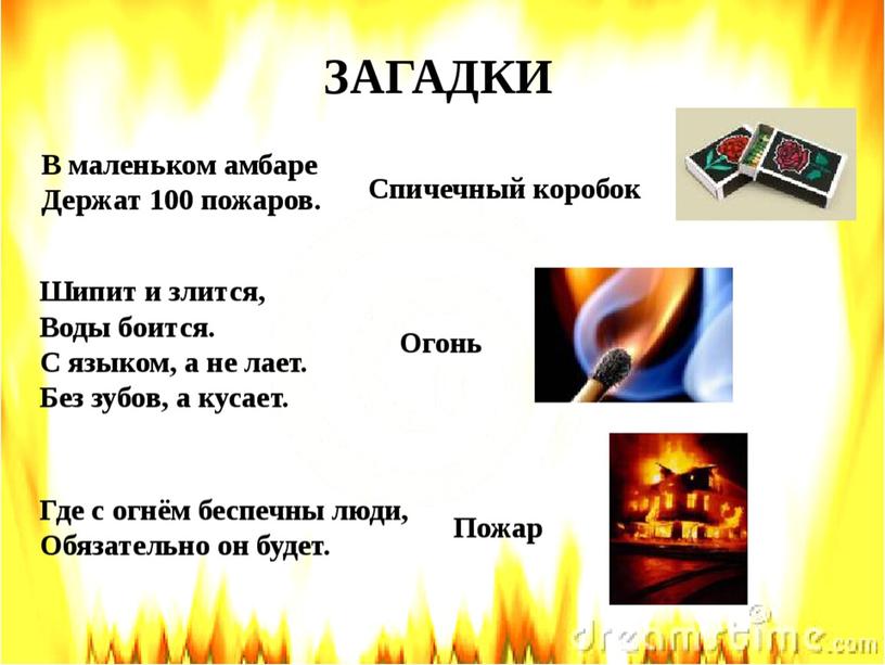 Презентация на тему: "Узнавание огня".