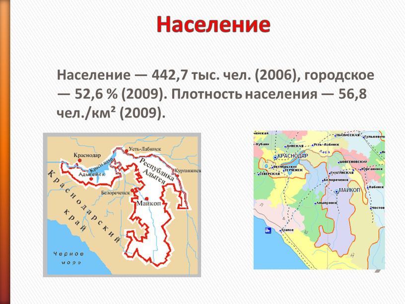 Население Население — 442,7 тыс