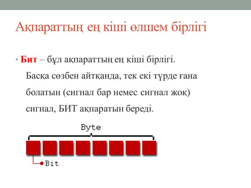 Ақпараттың ең кіші өлшем бірлігі