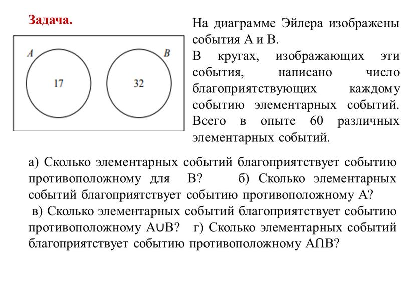 Сколько элементарных событий благоприятствует событию противоположному для