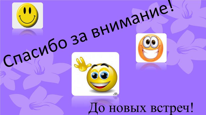 Спасибо за внимание! До новых встреч!