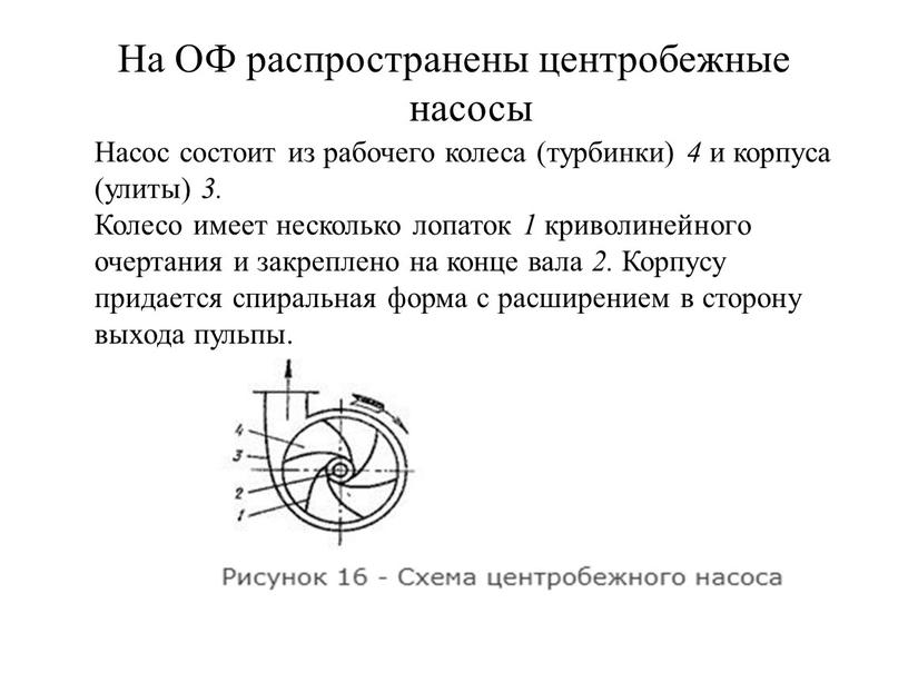 На ОФ распространены центробежные насосы