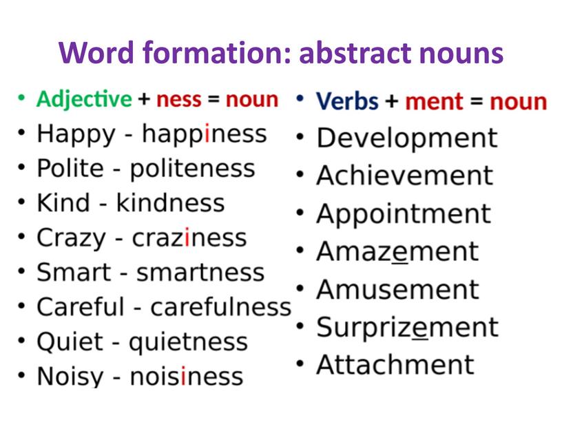 Word formation: abstract nouns