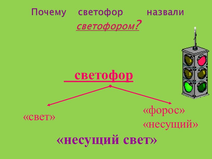 Почему светофор назвали светофором? «несущий свет»