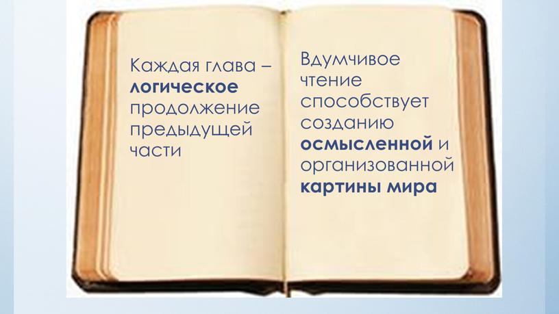 Каждая глава – логическое продолжение предыдущей части