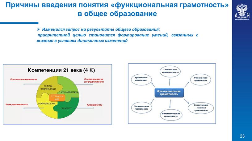 Причины введения понятия «функциональная грамотность» в общее образование