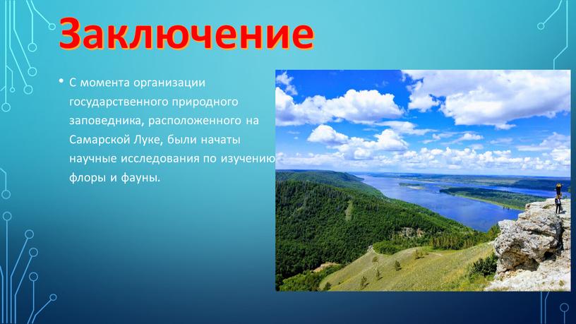 Заключение С момента организации государственного природного заповедника, расположенного на