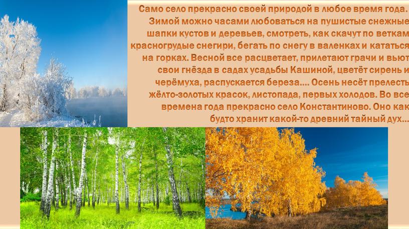 Само село прекрасно своей природой в любое время года