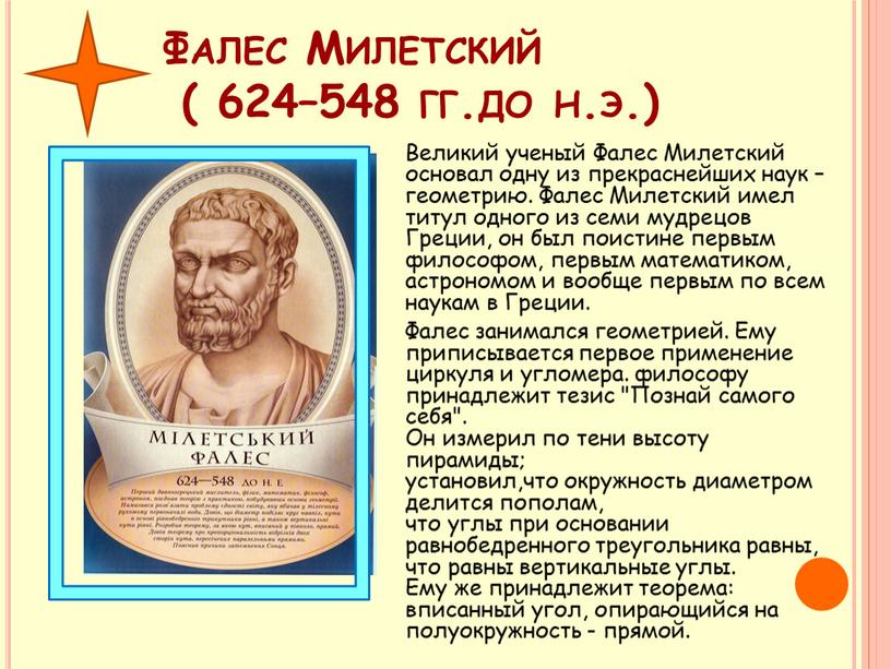 Фалес Милетский ( 624–548 гг.до н