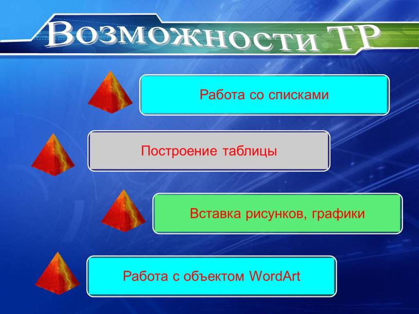 Возможности ТР