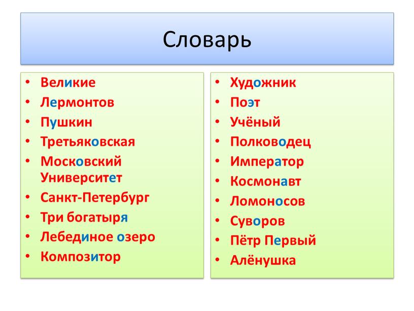 Словарь Великие Лермонтов Пушкин