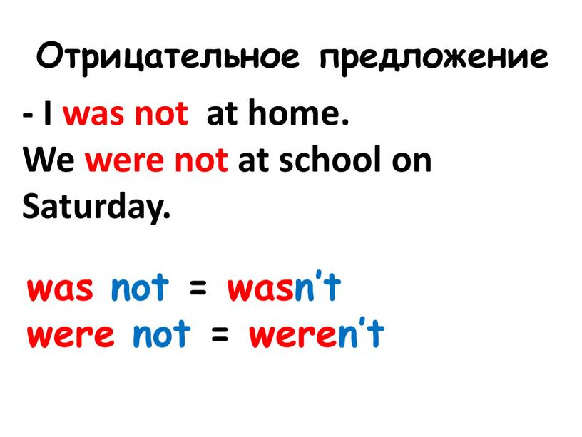 Отрицательное предложение - I was not at home