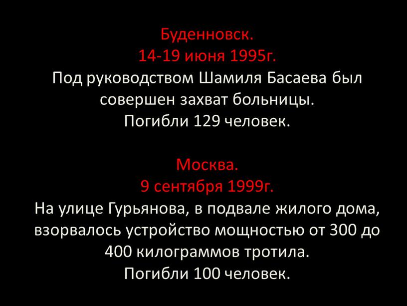 Буденновск. 14-19 июня 1995г.