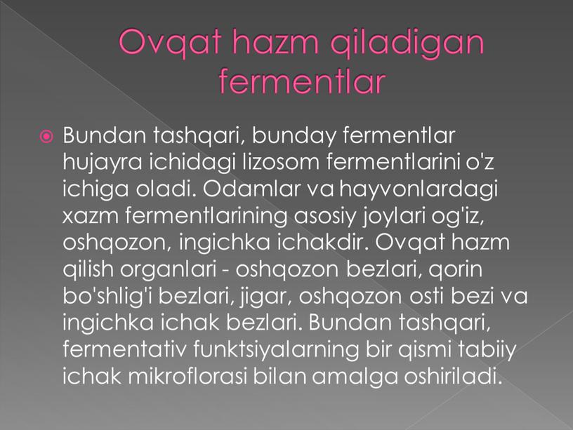 Ovqat hazm qiladigan fermentlar