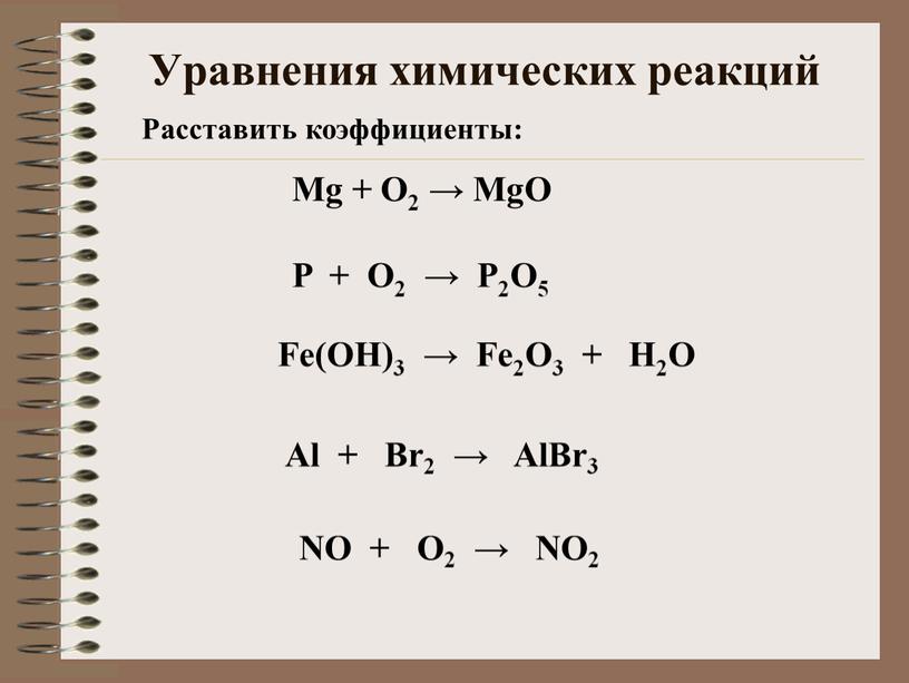 Уравнения химических реакций Mg +