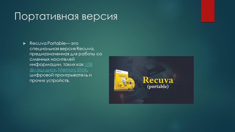 Портативная версия Recuva Portable— это специальная версия