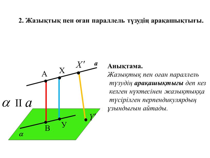 Жазықтық пен оған параллель түзудің арақашықтығы