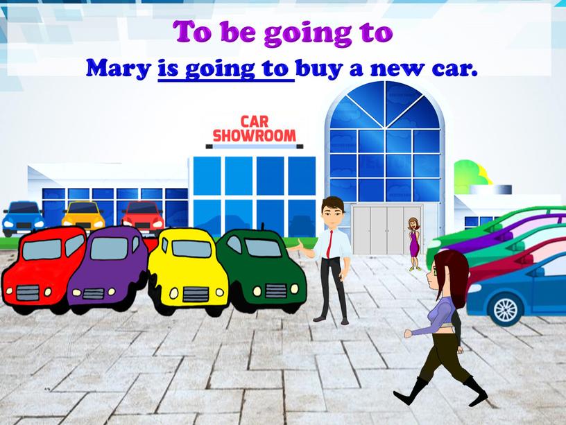 To be going to Mary is going to buy a new car