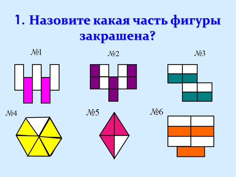 Назовите какая часть фигуры закрашена?