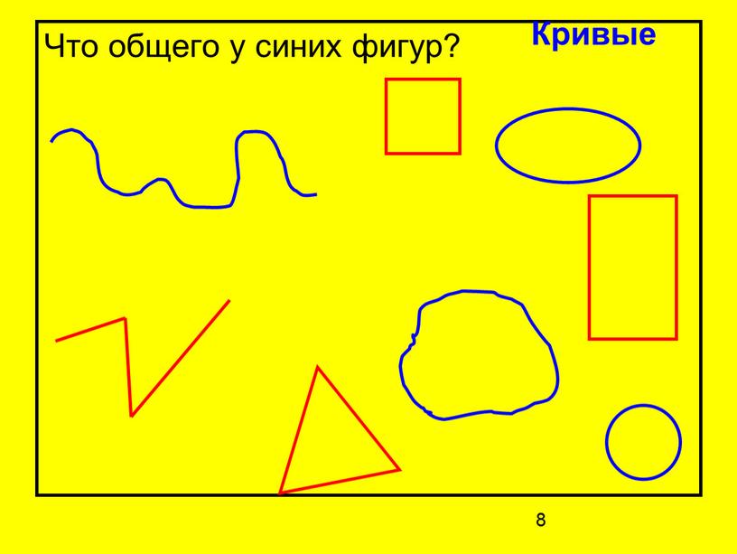 Что общего у синих фигур? Кривые