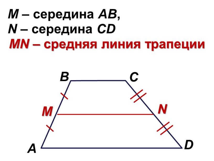 M – середина АВ , N – середина