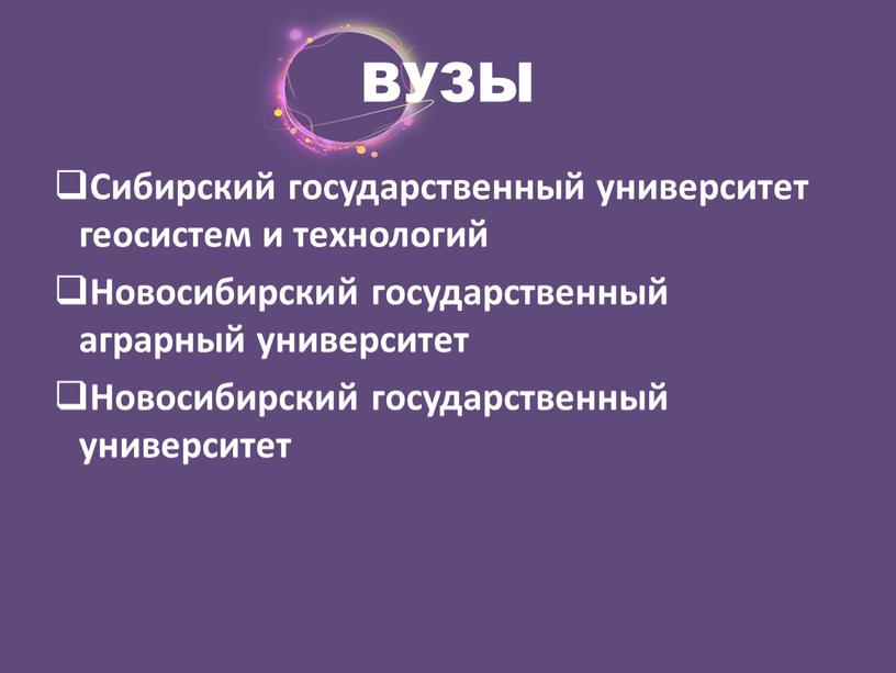 ВУЗЫ Сибирский государственный университет геосистем и технологий