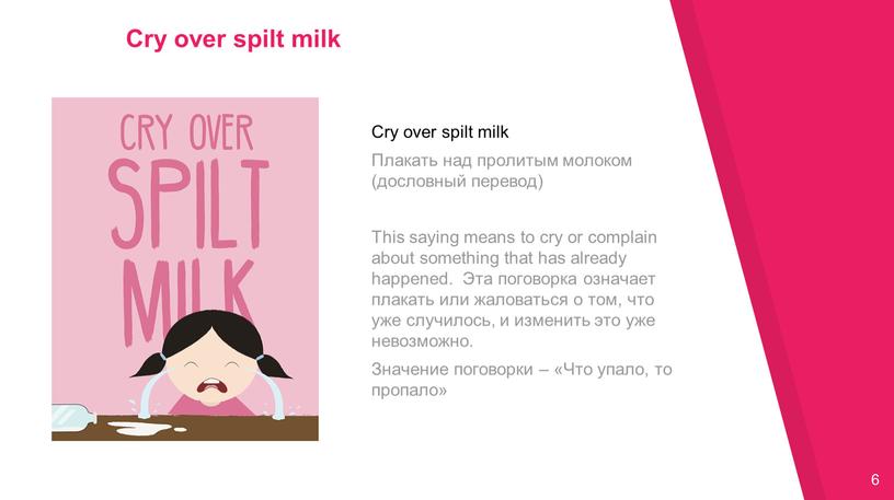 Cry over spilt milk Cry over spilt milk