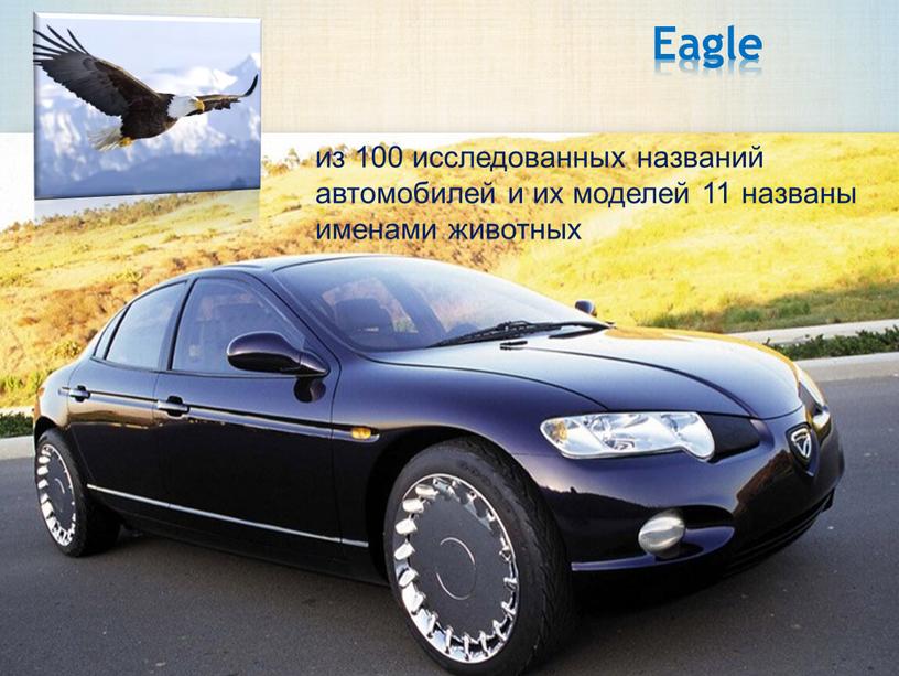 Eagle из 100 исследованных названий автомобилей и их моделей 11 названы именами животных