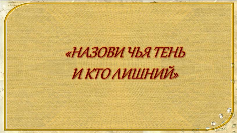 «НАЗОВИ ЧЬЯ ТЕНЬ И КТО ЛИШНИЙ»